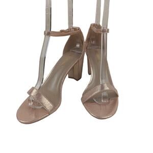Dream Pairs Shimmer Pink Ankle Strap Heels Shoes Womens 10 Chunky Heel New